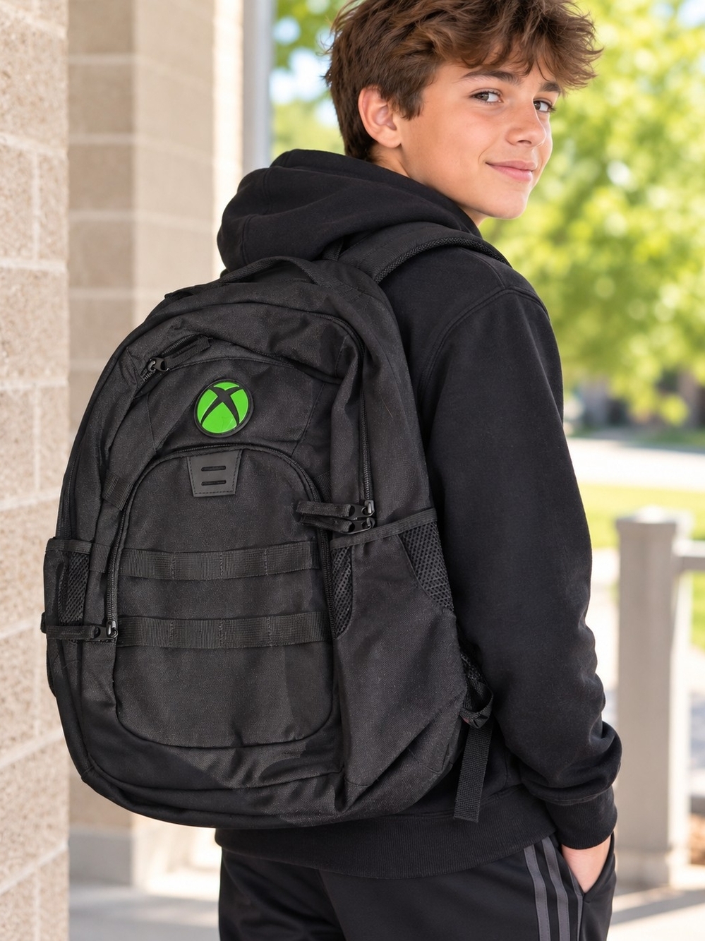 Black Xbox New Backpack with Green Accent – Men's Everyday Tech Pack